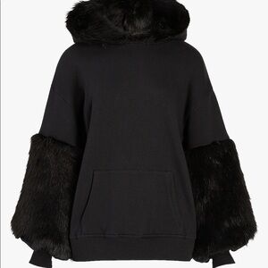 Express - Faux Fur Black Hoodie Size XS